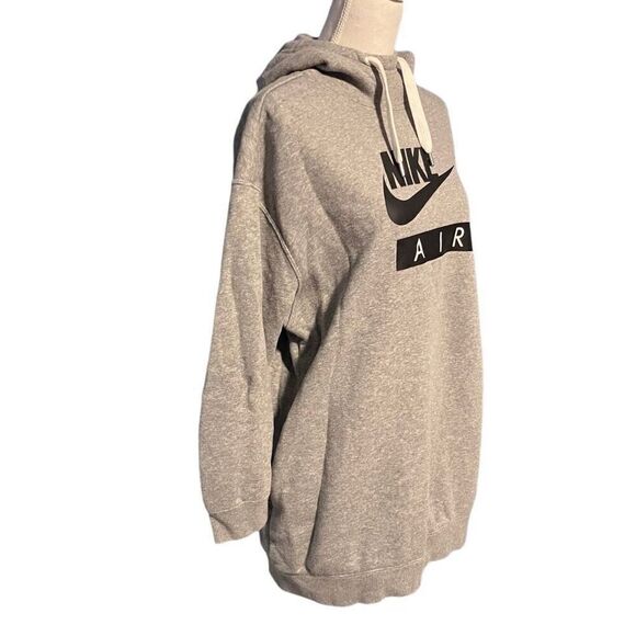 Nike Long Sleeve Oversized Sportswear Air Fleece Pullover Hoodie Gray Medium - Picture 2 of 7